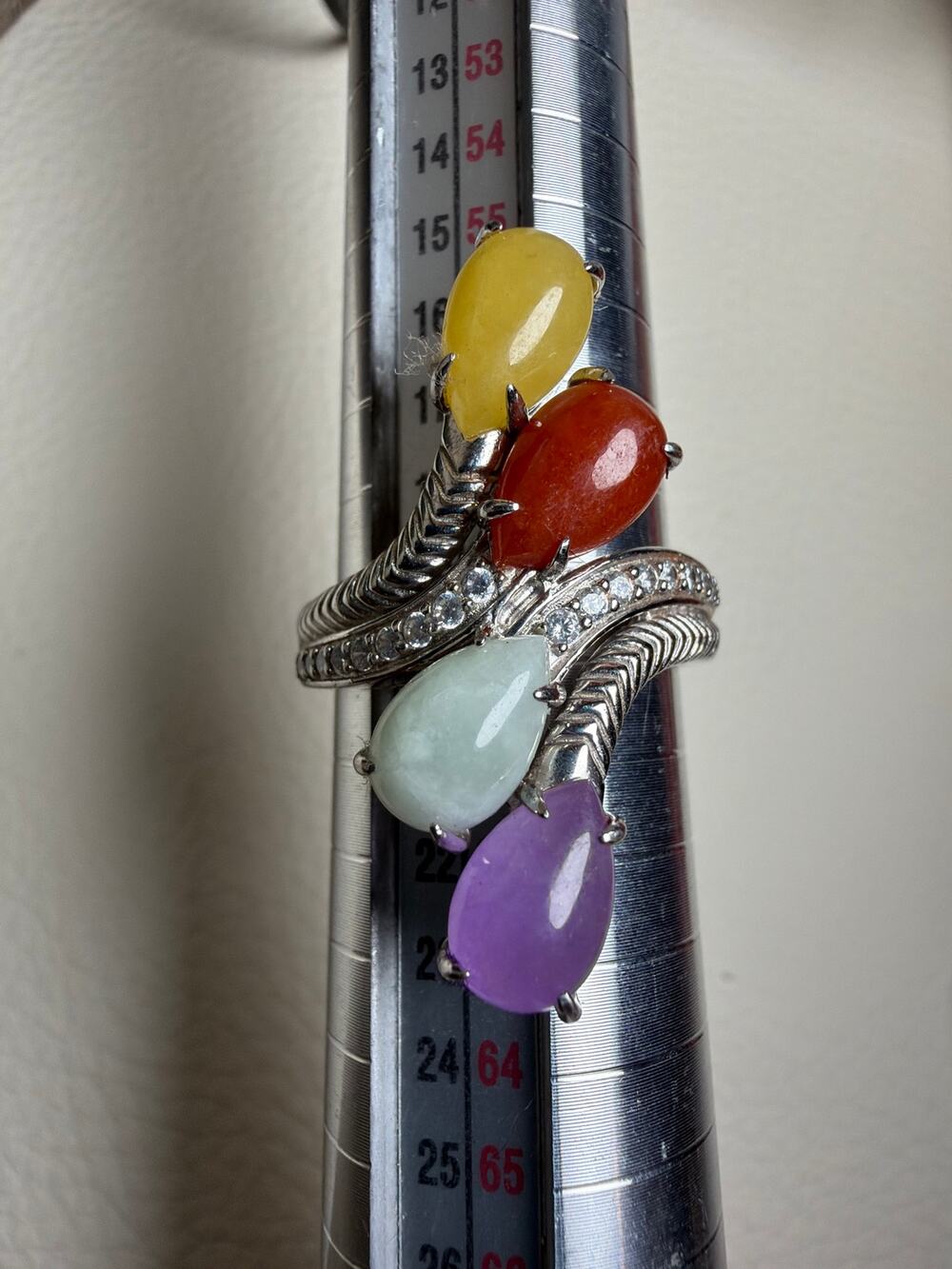 JOY / PAJ vibrant multi-color jade cocktail ring